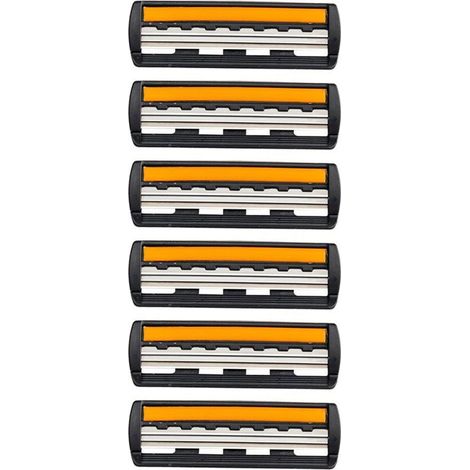 Elektrischer Herrenrasierer – Dreifachklingen für Männer – Gillette-kompatibel, 6 Ersatzklingen mit Gleitmittel und Schutz (Orange/Schwarz) (1/5)