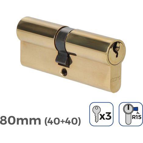 Türzylinder 80mm (40+40mm) Riegelbreite R15, 3 Schlüssel inklusive Edm