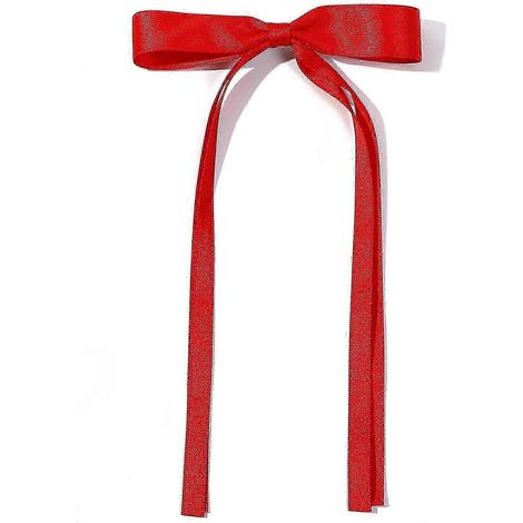 Pince à cheveux décorative nœud papillon pour femme, ruban long, épingle à cheveux antidérapante, pince à cheveux-Red (1/5)