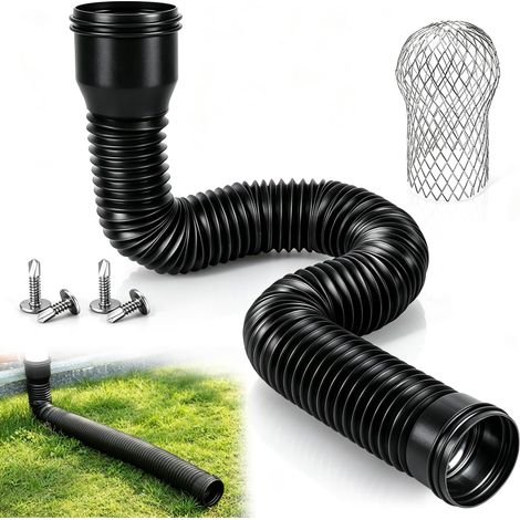 Tuyau Évacuation Climatiseur Mobile Télescopique, Drainage Jardins Balcons Tuyau Evacuation Clim Noire, avec Crapaudine de Gouttière, à Enterrer, Résistante à la Pression et Difficile à Casser (1/5)