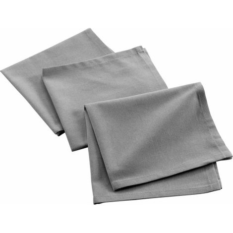 Lot de 3 Serviettes de Table "Mistral" 40x40cm Gris Chiné (1/2)