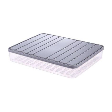 Réfrigérateur Boîte De Rangement avec Couvercle, Empilable Boite Jambon Frigo, Boîte Fraîcheur Alimentaire, pour Fruits/Légumes/Viande (gris,L) (1/4)