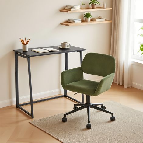 Ensemble table et chaises : chaise vert (réglable en hauteur, pivotante) + table pliante noire (1/5)