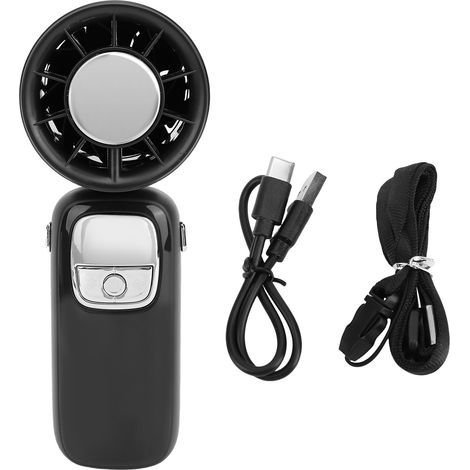 Tragbarer Handventilator mit Turbofunktion, 100 Geschwindigkeitsstufen, Eiskühlung, faltbar, zum Umhängen, Mini-Handventilator mit LED-Anzeige für Reisen, Zuhause und Strand, Schwarz (1/5)
