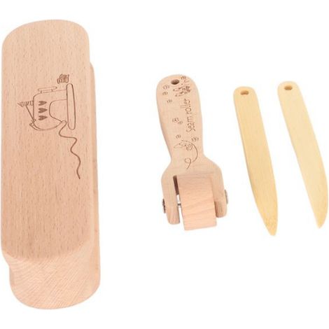 Set de tailer clapper à rouleaux, couture à rouleaux en bambou et outil de couture en bois de hêtre pour presser les coutures (1/4)