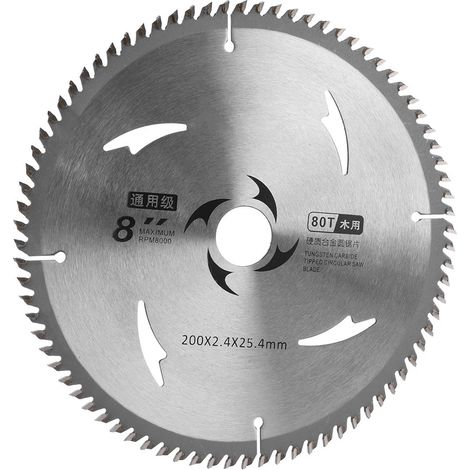 Lame de scie circulaire en carbure pour bois, aggloméré et contreplaqué, disque de coupe pour le travail du bois, 8 pouces, 80 dents (1/5)
