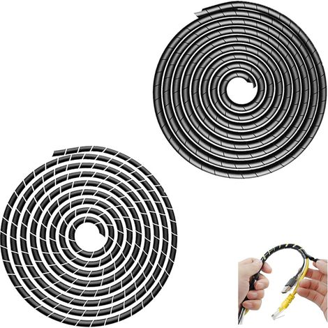 2 Pièces Gaine Spirale Flexible 4mm et 6mm, 10m Cache Câble de Gestion pour Bureau, Spirale D'extraction de Câbles, pour Bureau, Télévision, PC, USB, AUX, Protection et Organisation des Câbles (1/5)