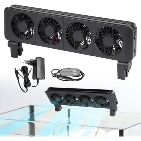 12-W-Aquarienlüfter, 5 einstellbare Geschwindigkeiten, geräuscharm, Clip-Ventilator mit Timer für 70-cm-Aquarien, 4 Lüfterköpfe