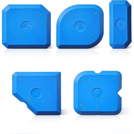 Lot de 5 outils de remplissage de joints en silicone bleu pour joints de cuisine et de salle de bain - Applicateur de mastic silicone multi-angle - Kit d'outils de calfeutrage pour joints et joints (1/5)