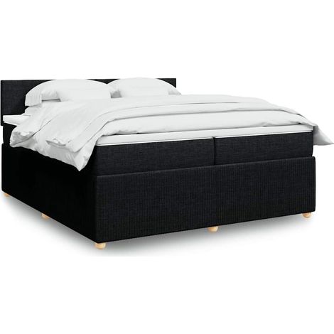 Boxspringbett mit Matratze Schwarz 200x200 cm Stoff (1/5)