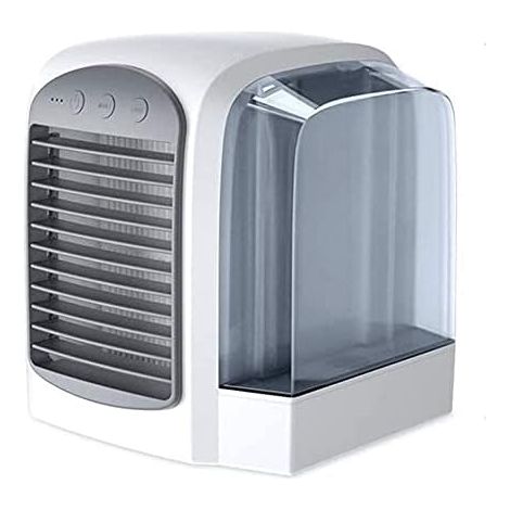 Refroidisseur d'air de bureau portable 4 en 1, ventilateur de refroidissement USB avec humidificateur et lumière de nuit LED, 3 réglages de vitesse, angle réglable, mini ventilateur silencieux pour la (1/3)