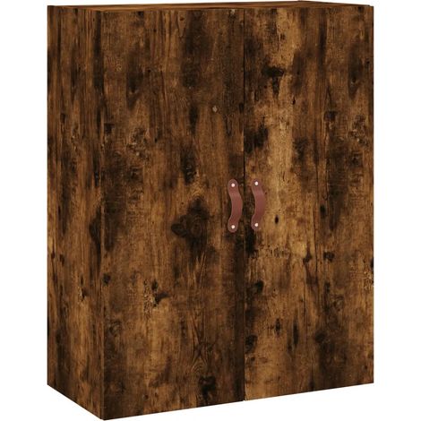 Armoire murale élégante rangement pratique 69,5 x 34 x 90 cm en bois d'ingénierie chêne fumé (1/5)