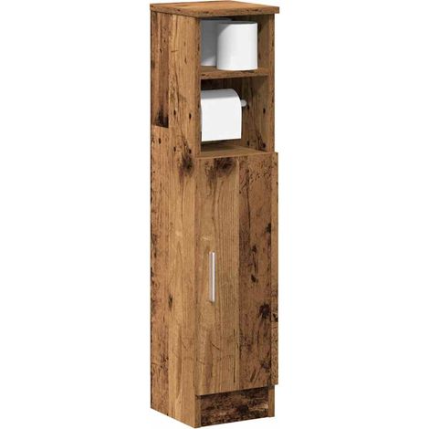 Badezimmerschrank mit Rollenhalter Altholz-Optik 20,5x22x90 cm