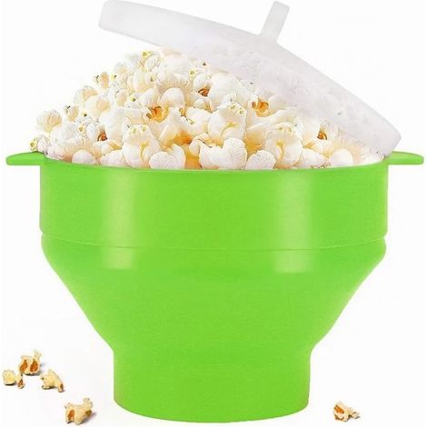 Ortviai Éclateur à Popcorn en Silicone Alimentaire Vert, Pliable et Compact pour Micro-ondes (1/4)
