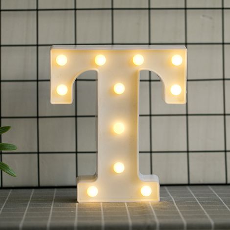 Lettres de l’alphabet à LED avec lumière blanche chaude pour décoration d’intérieur, fête, bar, mariage ou festival(T),AAFGVC
