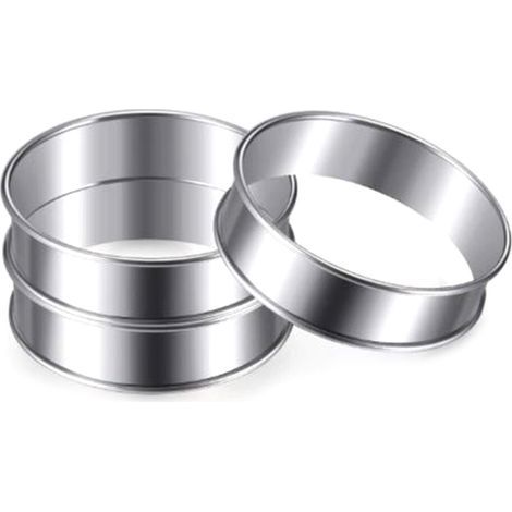 10 cercles à tarte ronds double couche en acier inoxydable pour la cuisson des aliments. (1/4)