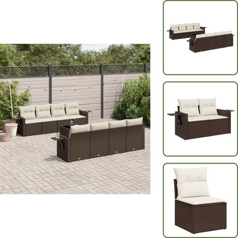 9-tlg. Garten-Sofagarnitur mit Kissen Braun Poly Rattan - Garten Sofagarnitur - Garten Sofagarnituren - Outdoor Sofagarnitur - Sofagarnitur Terrasse (1/5)