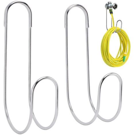 Lot de 2 crochets de rangement flexibles pour tuyau d'arrosage - Supporte jusqu'à 20 kg - Supporte-tuyau suspendu en acier inoxydable pour l'intérieur et l'extérieur du jardin (1/5)
