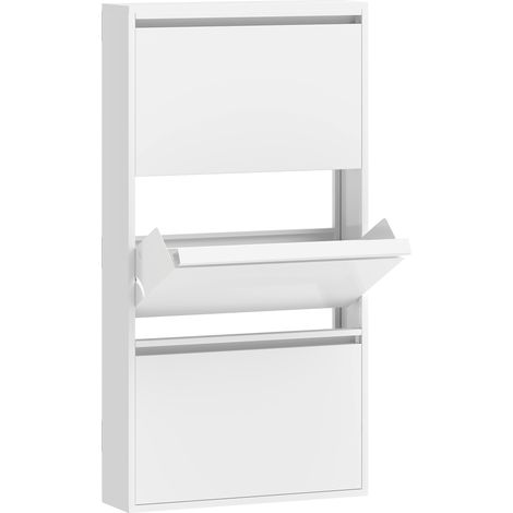 GagaMeuble a chaussures metal 3 compartiments extra plat blanc (1/5)