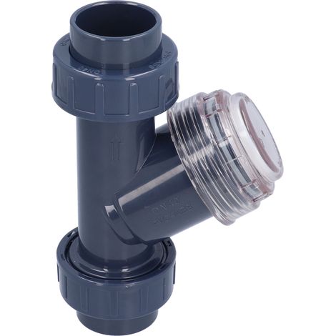 Filtre en Y pour tuyau PVC 40 mm, faible résistance, débit rapide, destiné au traitement de l'eau dans l'industrie chimique. (1/5)