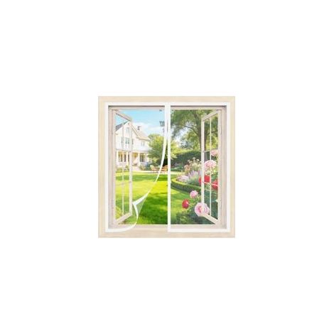 Moustiquaire Fenetre Magnetique 95 x 125 cm Blanc - Moustiquaire pour Fenêtre Montage sans Perçage, Fermeture Automatique, Maillage Ultra-Fin, Adaptable à la Plupart des Fenêtres et Portes de Balcon