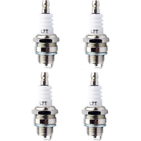 Lot de 4 bougies d'allumage L7T Universelles de Rechange l7t Bougie Tronconneuse Bougie D'allumage Remplacemen pour Tondeuse à Gazon Moteurs à 2 Temps (1/4)