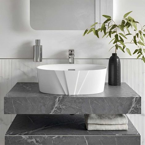 Signature Motif Sit-On Countertop Basin 460mm Wide 0 Tap Hole - White (1/3)