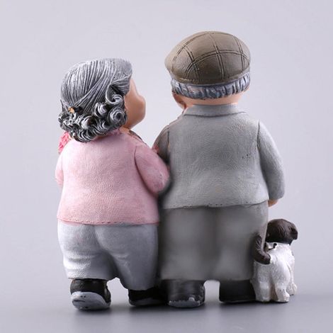Statue Résine Couple Âgé Romantique - Décoration Maison Artisanale pour DIY - Figurine Heureuse (1/5)