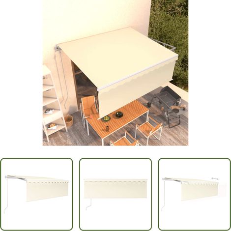 Terrassenmarkise -  Markise Automatisch Einziehbar mit Volant 4x3 m Creme (1/5)