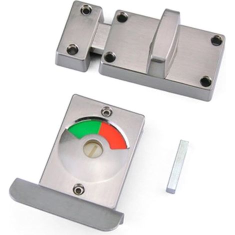Verrou de porte de toilettes avec indicateur rouge et vert – Alliage de zinc et acier inoxydable – Installation facile pour lieux publics (1/5)