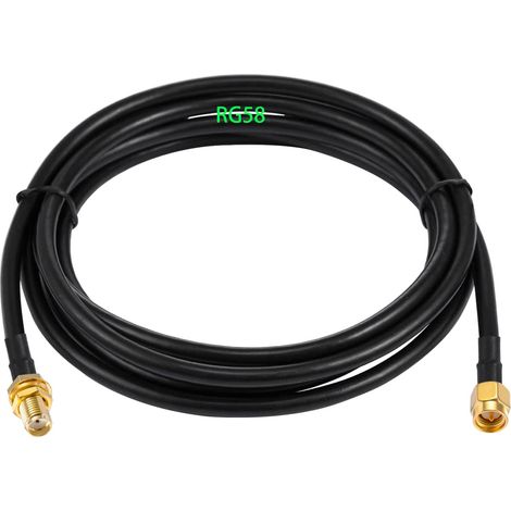 Adaptateur SMA mâle - SMA Femelle, RG58 Câble Coaxial SMA 3 Mètres, Rallonge Antenne WLAN, Câble d'Extension pour Antenne SMA Male/Femelle (50 Ohm)