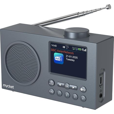 Portable DAB/DAB + Radio, FM Digital Radios avec 2025 Dernière Technologie de Récepteur de Signal, Radio Rechargeable avec Bluetooth 5.0,Double Réveil, 40 Préréglé, 2,4 "Grand Affichage Couleur (1/5)