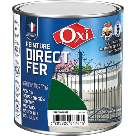 OXI-PEINTURE DIRECT FER-Solution intérieure/extérieure-Vert Mousse (RAL 6005) 0.5 litre (1/6)
