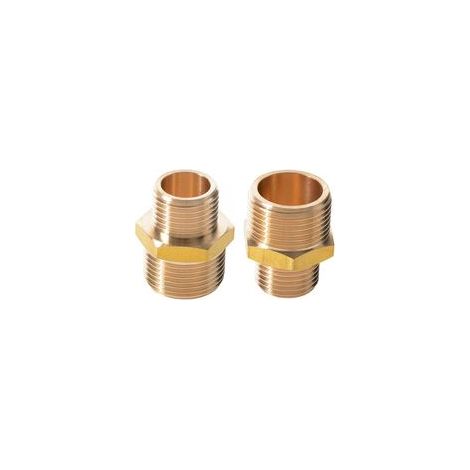 2 Pièces Raccord Plomberie, Double Mamelon Réduction Laiton, Mamelon Double Laiton 3/4" Mâle - 1/2"Mâle, pour Usage Industriel ou Domestique (1/5)