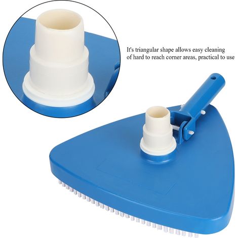 [Accesorios para la limpieza de piscinas] Cepillo triangular con peso integrado, varios accesorios compatibles, 26 cm de largo, cabezal del cepillo de 1,5 cm de grosor. (1/5)
