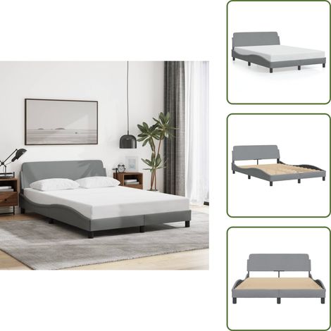 The Living Store Bettgestell ohne Matratze Hellgrau 120x200 cm Stoff - Bettes Gestell - Holzrahmen Bett - Doppelbett - Boxspringbetten - Lattenrost (1/5)