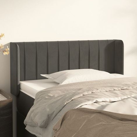 Kopfteil mit Ohren Dunkelgrau 103x16x78/88 cm Samt (1/5)
