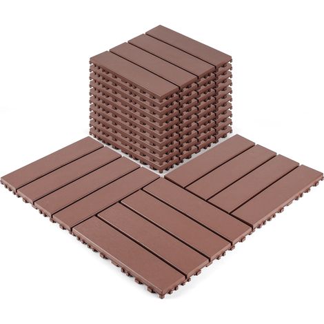 CHICFURN Baldosas de terraza encajables 30,5 x 30,5 x 2 cm PP marrón interior exterior (1/5)