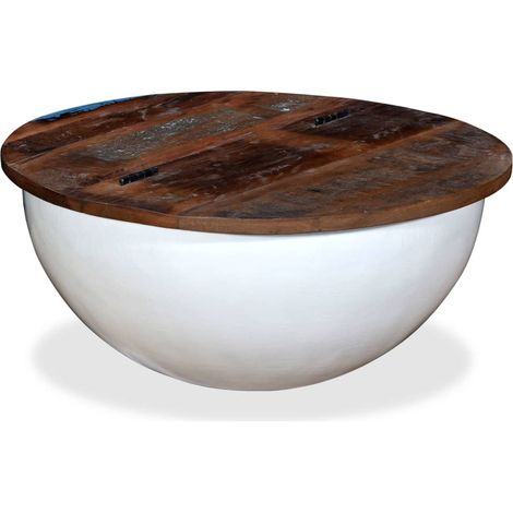 Couchtisch Altholz Massiv Weiß Schalenform