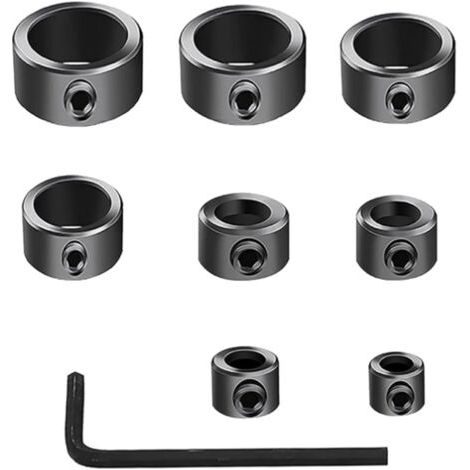 Butée de Profondeur Bague,8 pcs Positionneur de Foret,Colliers de Butée de Profondeur,3mm,4mm,5mm,6mm,8mm,10mm,12mm,16mm Localisateur,Limiteur de Profondeur