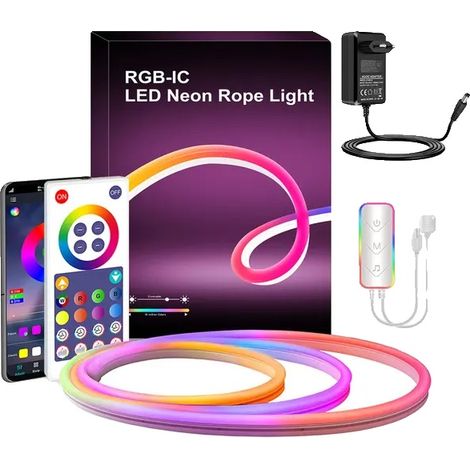 Striscia LED, sincronizzazione musicale, controllo tramite app, Wi-Fi a 5 m (1/2)