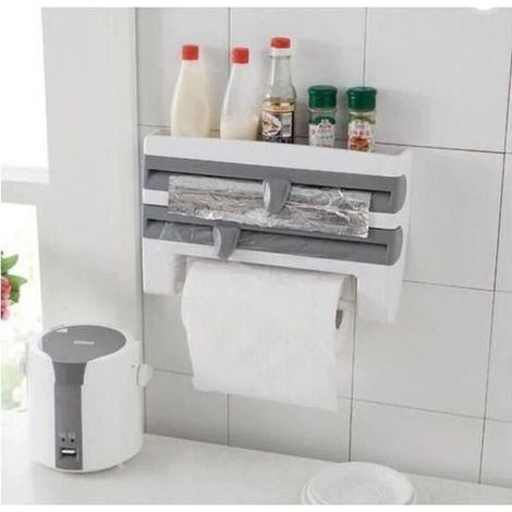 ALLIANDIS Support de Papier Film d\\'Aluminium Cuisine Découpe Facile Murale Gris