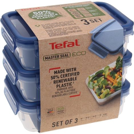 Tefal - clip & close frischhaltedosenset - 3-teiliges 3 x 0.8l - n1171718 - 4168430013543