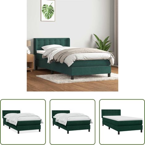 Matratze - Boxspringbett mit Matratze Dunkelgrün 80x220 cm Samt (1/5)