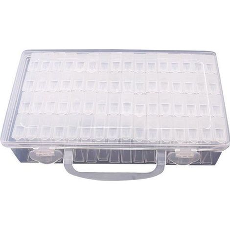 Boîte de Rangement pour Bijoux en Plastique Réglable - 64 Grilles - Blanc (1/4)
