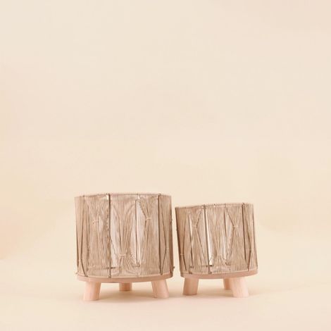 Set de 2 cache-pots en corde beige (1/5)