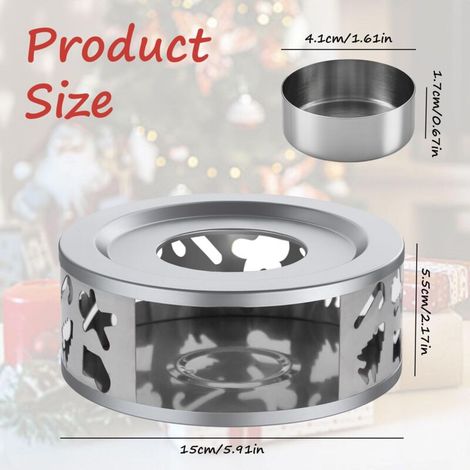 Scalda-teiera in acciaio inox, Scalda-teiera a candela, Scalda-te piatto, Scalda-te, Base per candela per bollitori, Scalda-caffè e lattiera, Halloween, Natale, Compleanni (1/4)