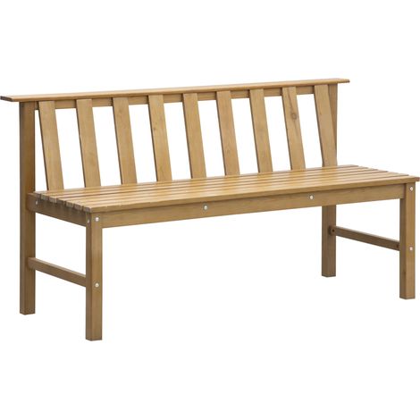 3-Sitzer Gartenbank, Holzbank mit Lattenrückenlehne für Terrasse/Balkon, 144 x 60 x 77 cm, Natur