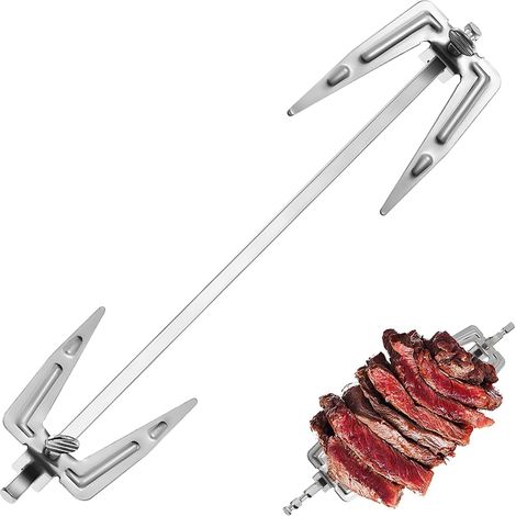 Tournebroche en acier inoxydable pour four, 25 cm, tournebroche, fourchette à barbecue, fourchette à viande, friteuse à air, rotative, poulet rôti (1/5)
