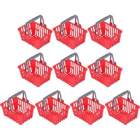 10 Mini-Supermarktkörbe, Mini-Aufbewahrungskörbe für Kleinigkeiten, Mini-Hausdekorationen-6.5X4.5X3.5CM-Red (1/3)